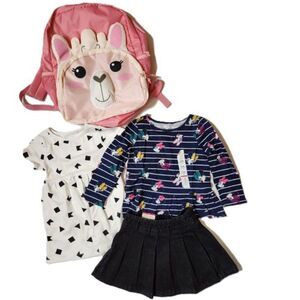 Girls 18M Clothing & Backpack Bundle – Minnie Top, Dress & Skort – New